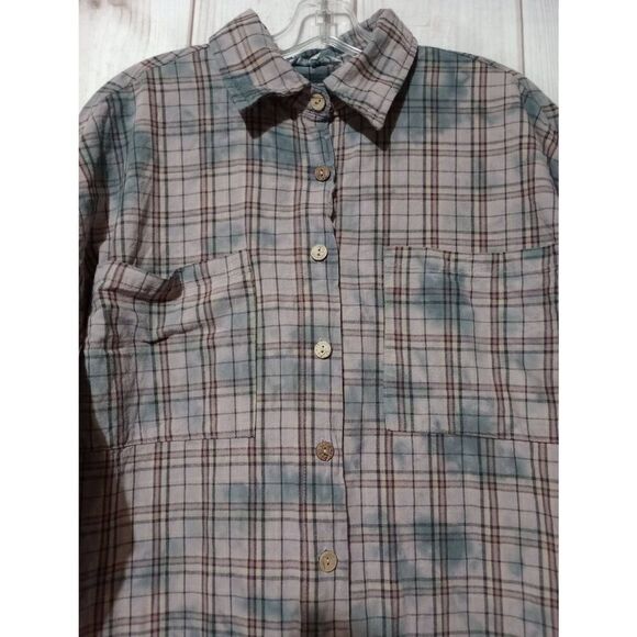 Peach Love Shirt Ladies Small Oversized Button Front Long Sleeve Light Weight Bl - Picture 3 of 7